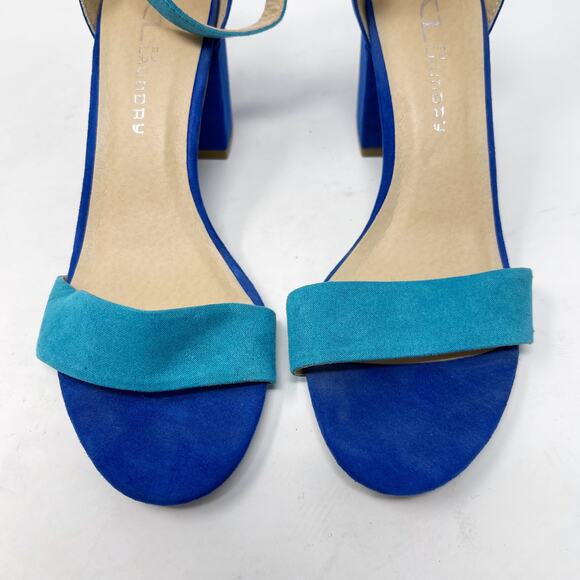 Chinese Laundry 6 Blue Teal Color Block Jody Ankle Strap Sandal Heels Open Toe - Picture 6 of 12